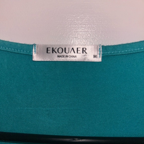 EKOUAER Teal Sleeveless Empire Waist Midi Dress M - Picture 2 of 3